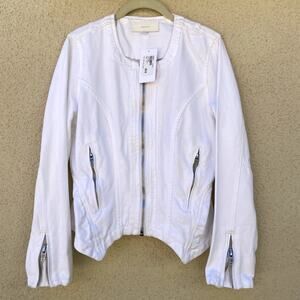 Blank NYC White Denim Part Time Lover Jacket M Full Zip